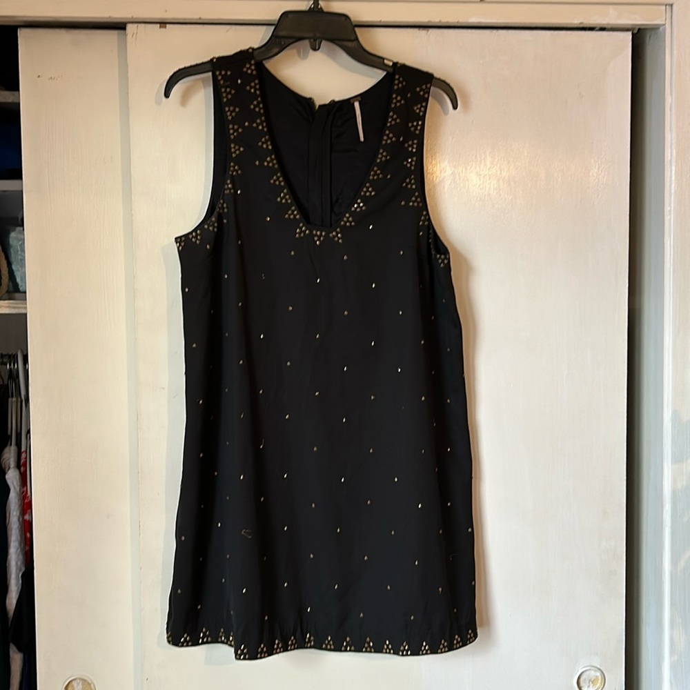 Free People Black & Gold Mini Dress